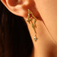 18K Real Gold Plated Blue Gem Flame Earrings