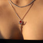 Platinum Plated Red Rose Layer Necklace