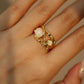 18K Real Gold Plated White Opal Crown Ring