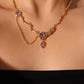 18K Real Gold Plated Deep Blue Moonstone Dangle Necklace