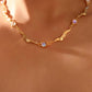 18K Real Gold Plated Multi Moonstones Wave Necklace