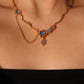 18K Real Gold Plated Deep Blue Moonstone Dangle Necklace