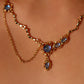 18K Real Gold Plated Deep Blue Moonstone Dangle Necklace