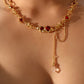 18K Real Gold Plated Red Gem Twist Necklace