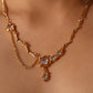 18K Real Gold Plated Moonstone Dangle Necklace