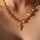 18K Real Gold Plated Pearl Star Necklace