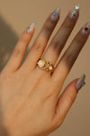 18K Real Gold Plated White Opal Crown Ring