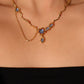18K Real Gold Plated Deep Blue Moonstone Dangle Necklace