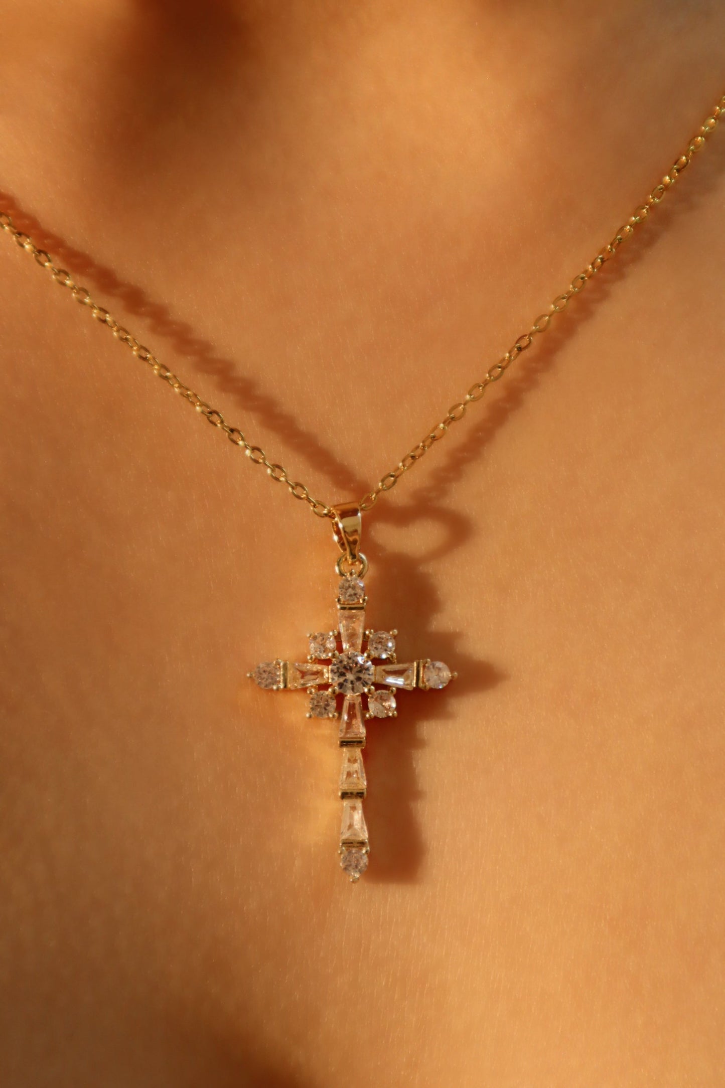 14K Real Gold Plated Eternal Cross Necklace