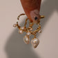 18K Real Gold Foil Pearl Hoop Earrings
