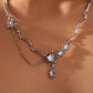 Platinum Plated Moonstone Dangle Necklace