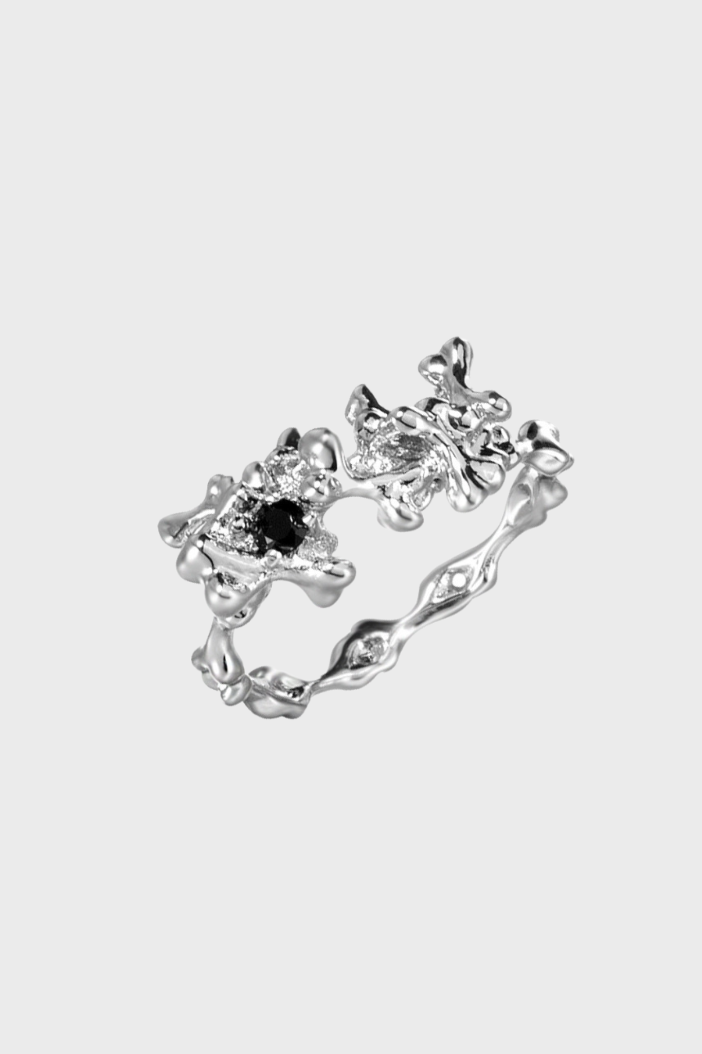 Black Gem Blossom Ring