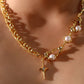 18K Real Gold Plated Pearl Star Necklace