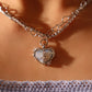 Platinum Plated Blue Opal Heart Necklace