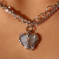 Platinum Plated Blue Opal Heart Necklace