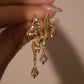 18K Real Gold Plated Blue Gem Flame Earrings