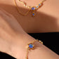 18K Real Gold Plated Multi Deep Blue Moonstones Bracelet