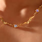 18K Real Gold Plated Multi Moonstones Wave Necklace