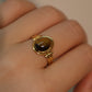 18K Real Gold Stainless Steel Tigerite Brown Gem Ring