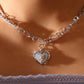 Platinum Plated Blue Opal Heart Necklace