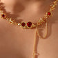 18K Real Gold Plated Red Gem Twist Necklace