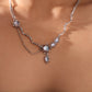 Platinum Plated Moonstone Dangle Necklace