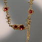 18K Real Gold Plated Red Gem Twist Necklace
