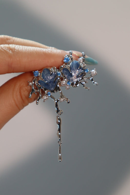 Platinum Plated Blue Shell Earrings
