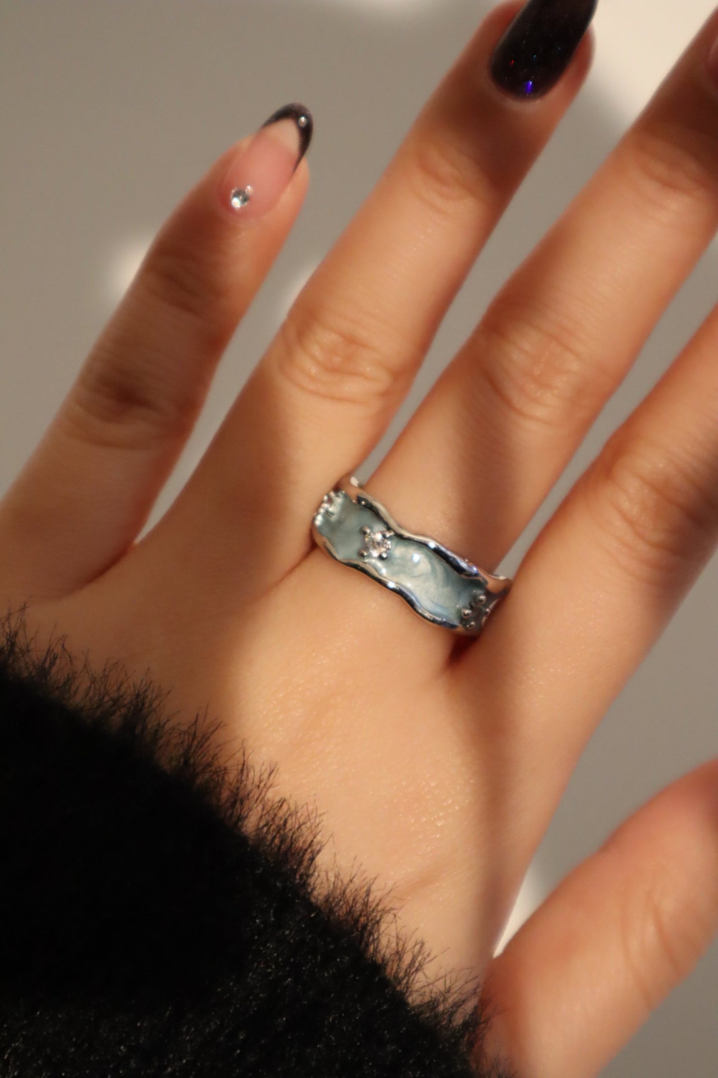 Platinum Plated Blue Tide Ring