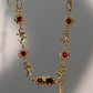 18K Real Gold Plated Red Gem Twist Necklace