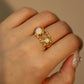 18K Real Gold Plated White Opal Crown Ring