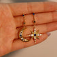 18K Gold Vermeil Moon Star Color Gem Earrings